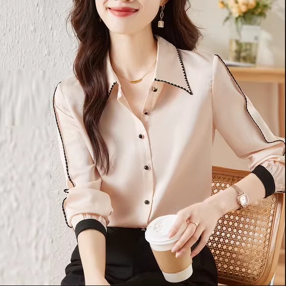 雪纺衬衫女士春秋季2023年新款漂亮时尚洋气上衣爆款小衫长袖衬衣