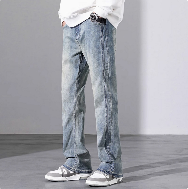 真维斯牛仔裤男款2025年春秋款美式宽松直筒微喇叭长裤子男生夏季